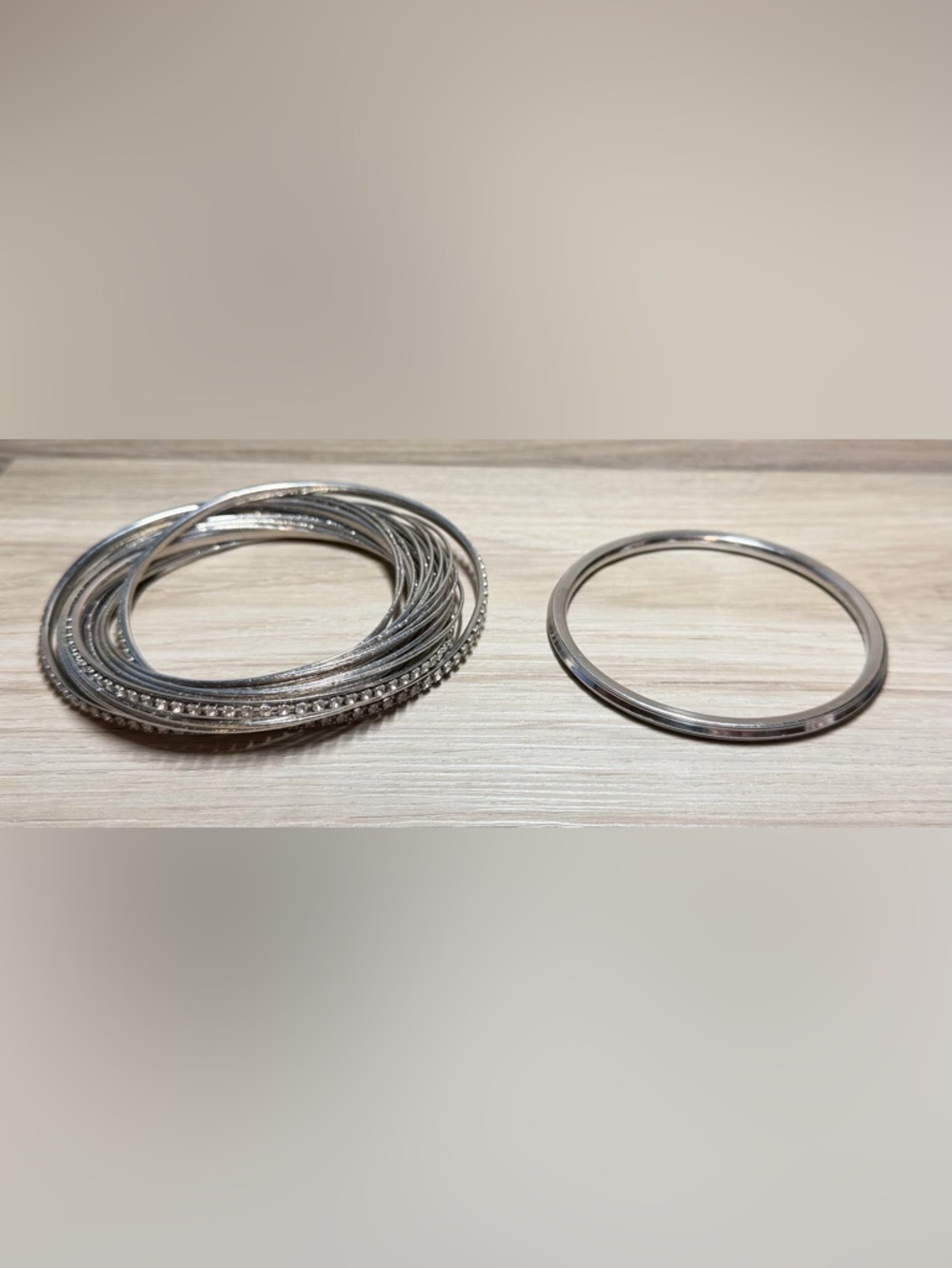 Set of 2 Vintage Untested Silver Bangle Bracelets